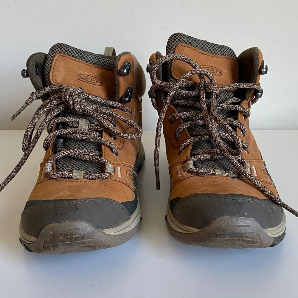 KEEN Womens Leather Hiking Boots Size 6.5US Waterproof Outdoor Boots Orange Gray - Picture 3 of 11